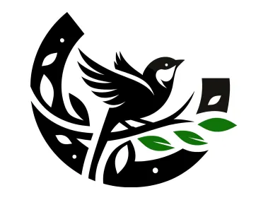 SVG Sparrow on Branch Logo Template