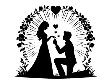 SVG Wedding Proposal Silhouette Logo Template