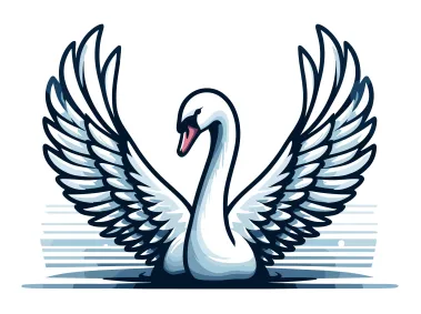 Swan with Spread Wings in Lake Logo Template