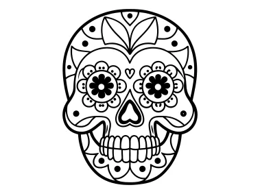 Traditional Sugar Skull with Ornate Decorative Logo Template