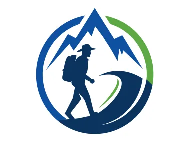 Traveler Man Walking in the Mountain Logo Template