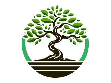 Tree with Green Leaves in a Circle Logo Template