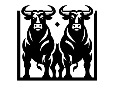 Two Black Bulls Logo Template