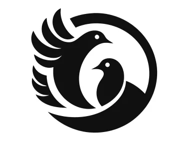 Two Doves in Circle Logo Template