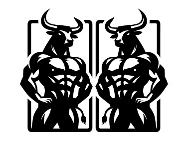 Two Humanity Black Bulls Logo Template
