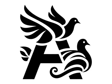 Two Pigeons Shaped Like Letter A Logo Template