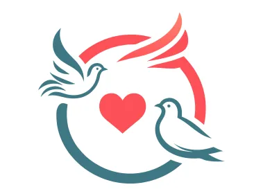 Two Pigeons with Red Heart Logo Template