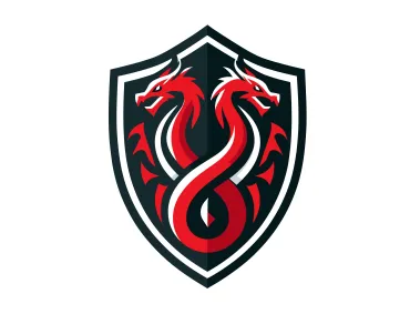 Two Vector Dragon in Shield Logo Template