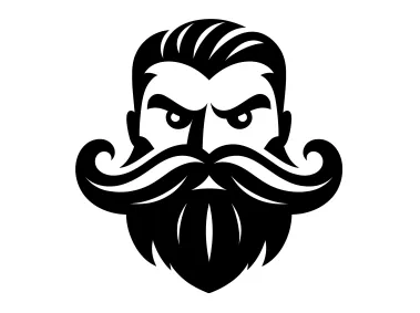 Vector Angry Man with Beard and Mustache Logo Template