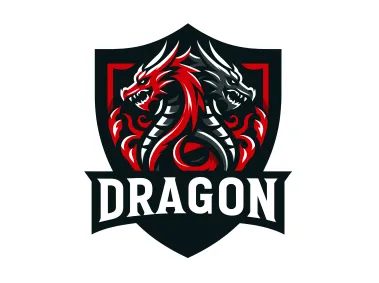 Vector Double Dragon in Shield with Text Logo