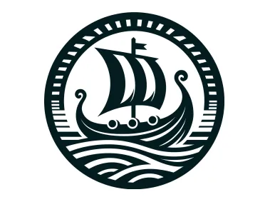 Viking Ship in Circle Logo Template