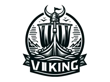 Viking Ship in Circle Logo Template