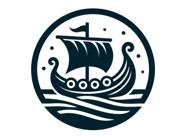 Viking Ship in Circle Logo Template