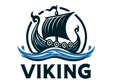 Viking Ship With Blue Sea Logo Template