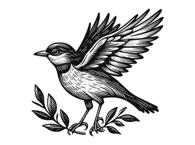 Vintage Hand Drawn Bird Logo Template