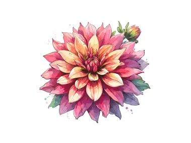 Watercolor Dahlia Art Vector