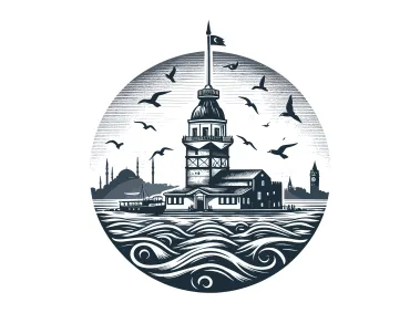 Wavy Sea at the Maiden's Tower in Istanbul Vector