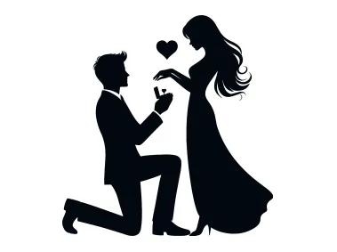 Wedding Proposal Silhouette Logo Template