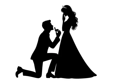 Wedding Proposal Silhouette Logo Template