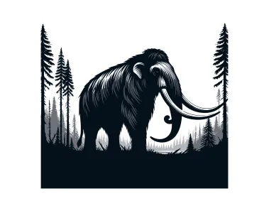 Wilderness Mammoth Silhouette in Forest Vector