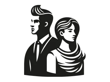 Woman and Man Silhouette Logo Template