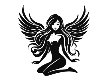 Woman Angel Silhouette Logo Template