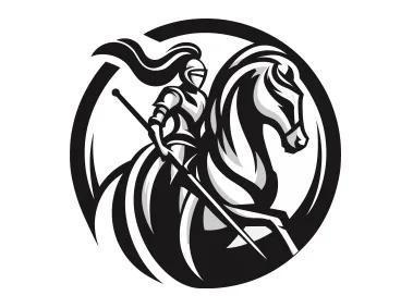 Woman Knight with Horse Logo Template