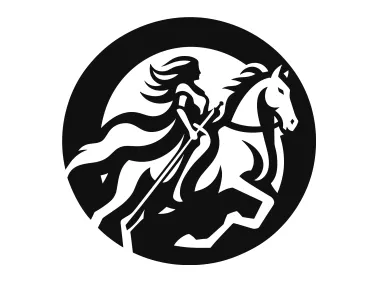 Woman Knight with Horse Logo Template
