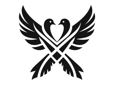 X Shaped Cross Doves Logo Template