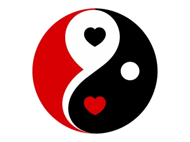 Yin Yang Style Love Design Logo Template