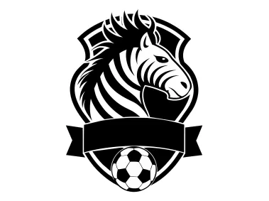 Zebra Head Soccer Club with Ribbon and Ball Logo Template