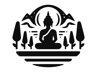 Zen Harmony Minimalist Buddha Meditation Design Vector