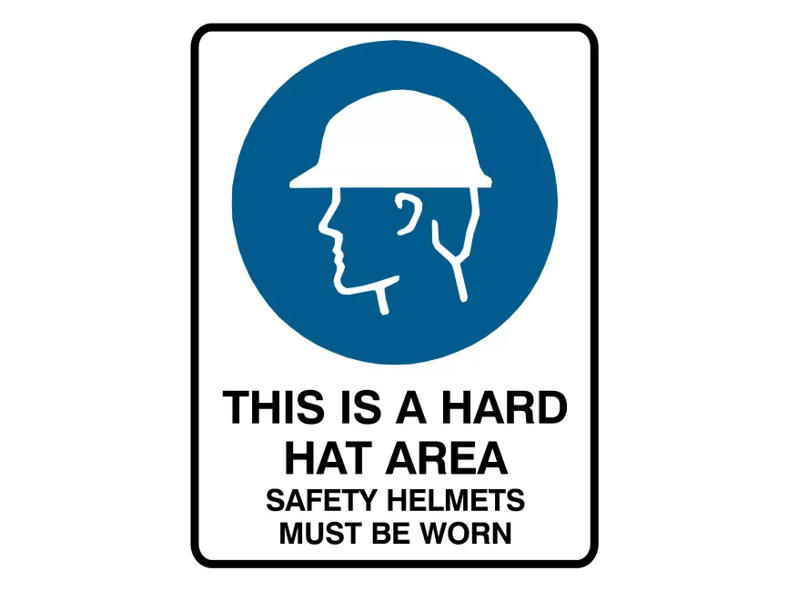 This Is A Hard Hat Area Safety Helmets Must Be Worn Sign Vector