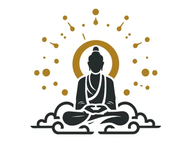 Radiant Buddha Silhouette with Golden Aura Vector